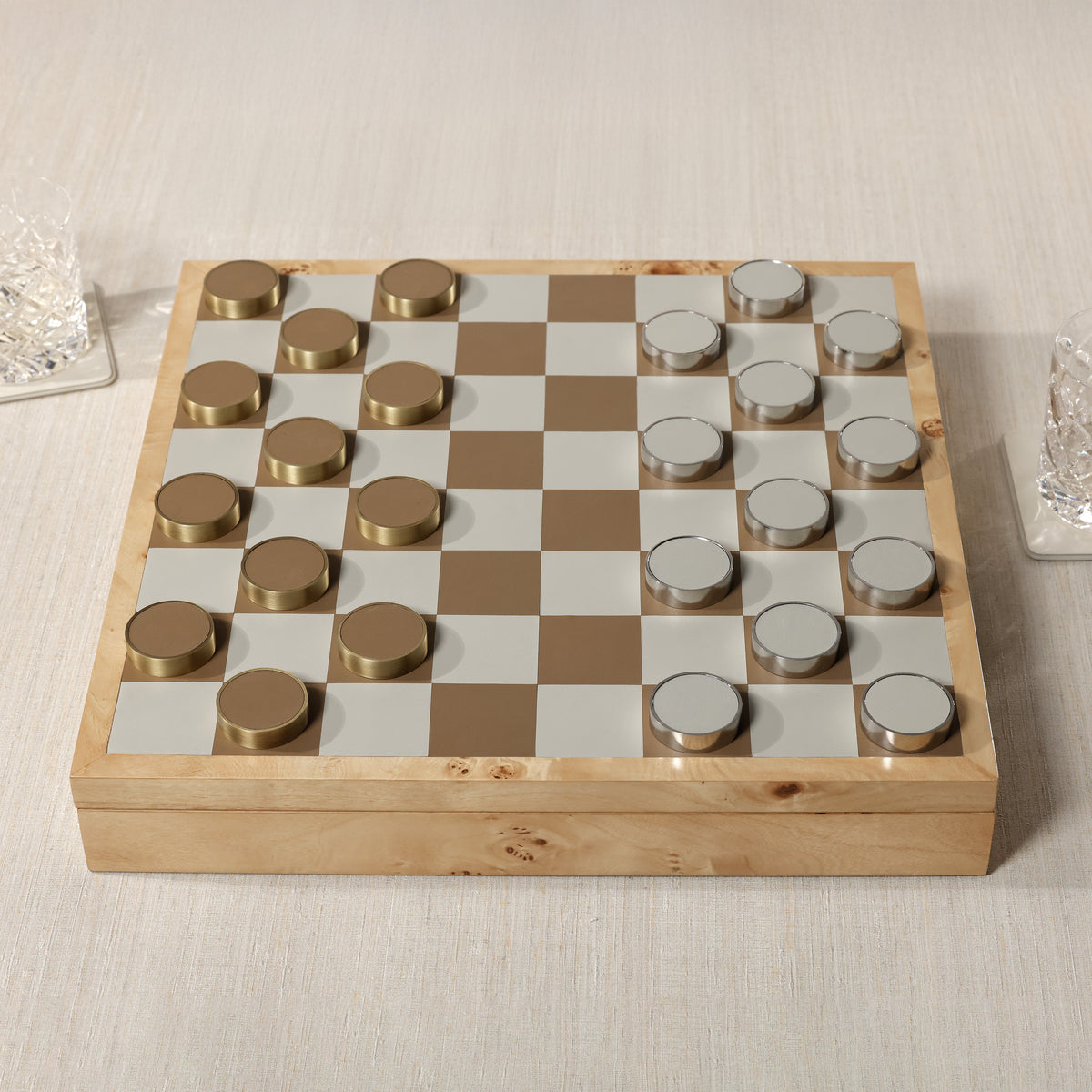 Zodax Luxury Chess & Checkers Game Set with Wood Veneer Board - Copenhagen