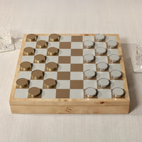 Zodax Luxury Chess & Checkers Game Set with Wood Veneer Board - Copenhagen