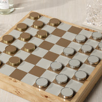 Zodax Luxury Chess & Checkers Game Set with Wood Veneer Board - Copenhagen