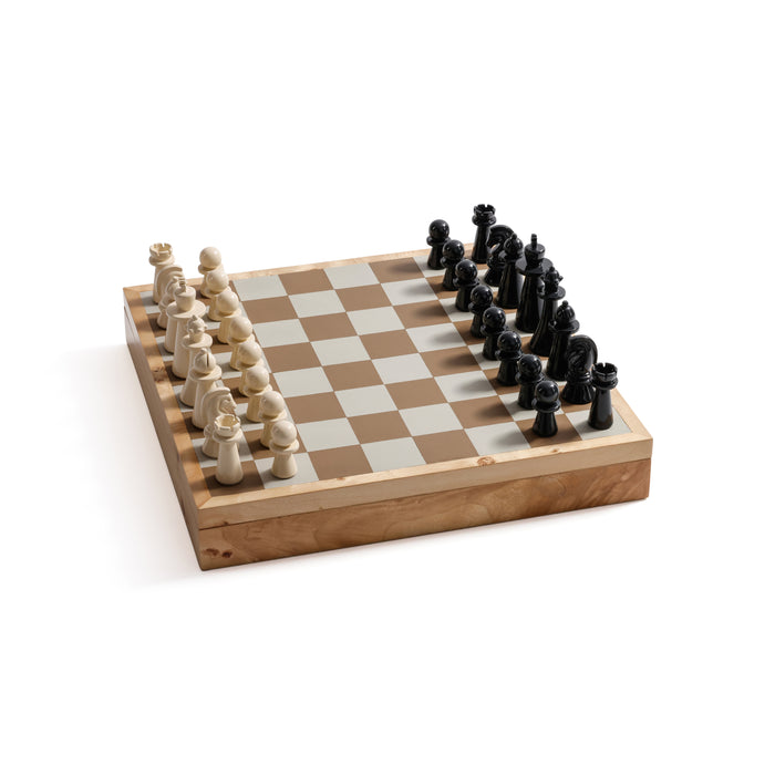 Zodax Luxury Chess & Checkers Game Set with Wood Veneer Board - Copenhagen