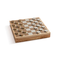 Zodax Luxury Chess & Checkers Game Set with Wood Veneer Board - Copenhagen