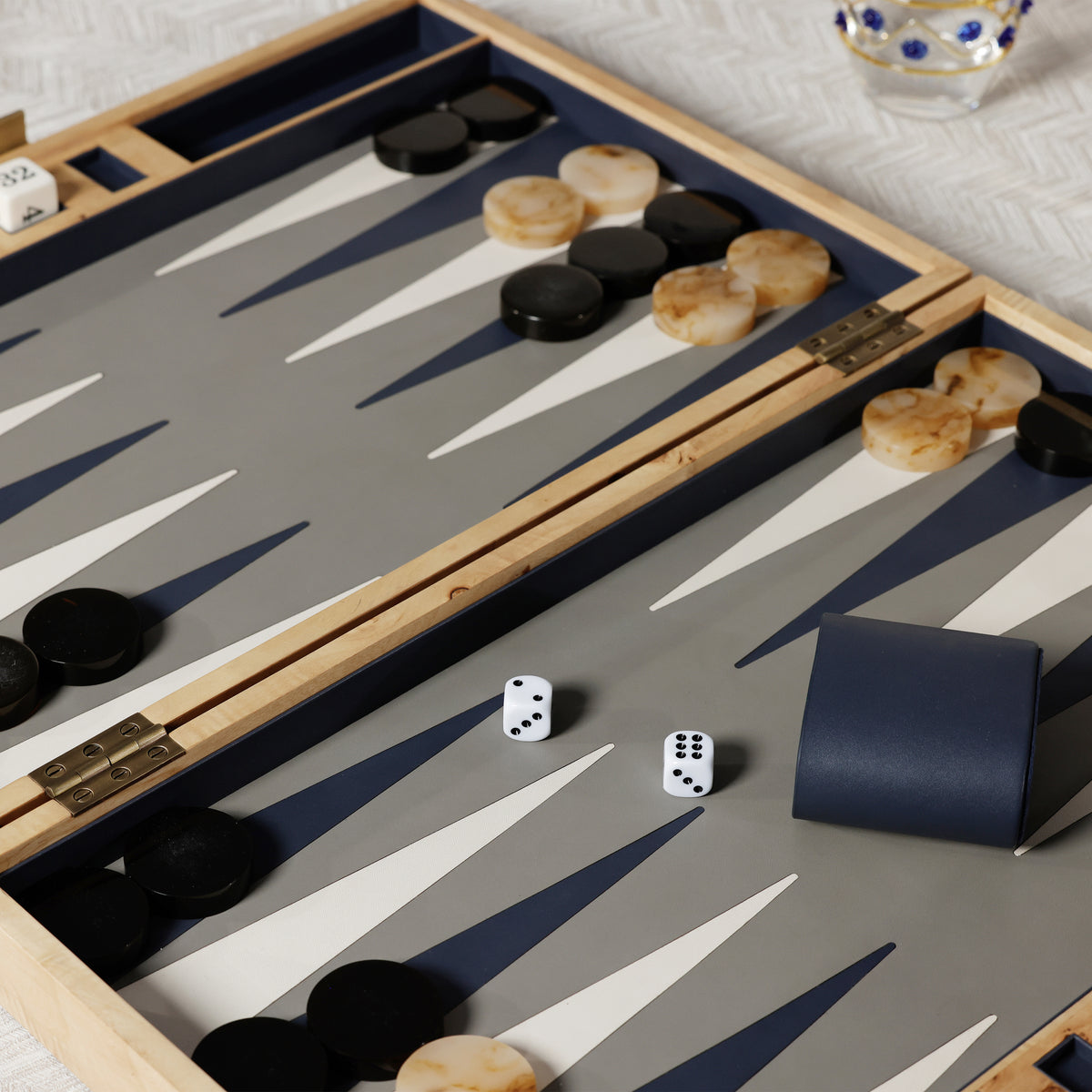 Zodax Premium 19" Portable Folding Backgammon Board Game Set - Marbella