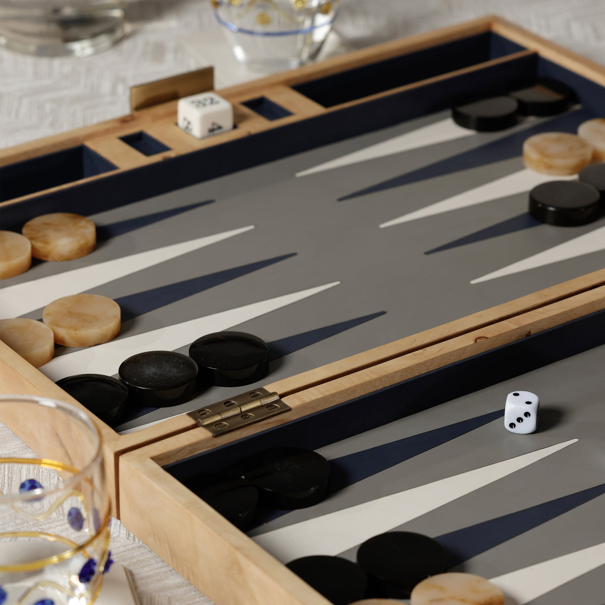 Zodax Premium 19" Portable Folding Backgammon Board Game Set - Marbella