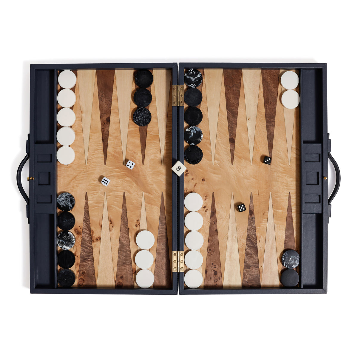 Zodax Geneva 19" Folding Backgammon Board Game Set – Wood Veneer Playing Surface - Marine Blue