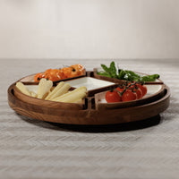 Zodax Acacia Wood Lazy Susan Serving Tray with 5 Condiment Sections