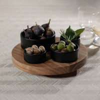 Zodax Acacia Wood Lazy Susan with 4 Condiment Bowls