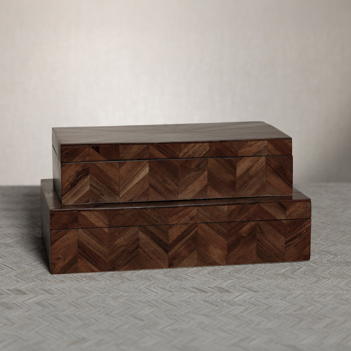 Zodax Chevron Acacia Wood Decorative Box, 13"x 6.5"x 3.25"