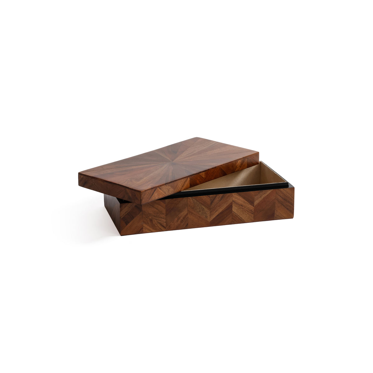 Zodax Chevron Acacia Wood Decorative Box, 13"x 6.5"x 3.25"