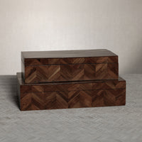 Zodax Chevron Acacia Wood Decorative Box, 14.5"x 8.5"x 3.5