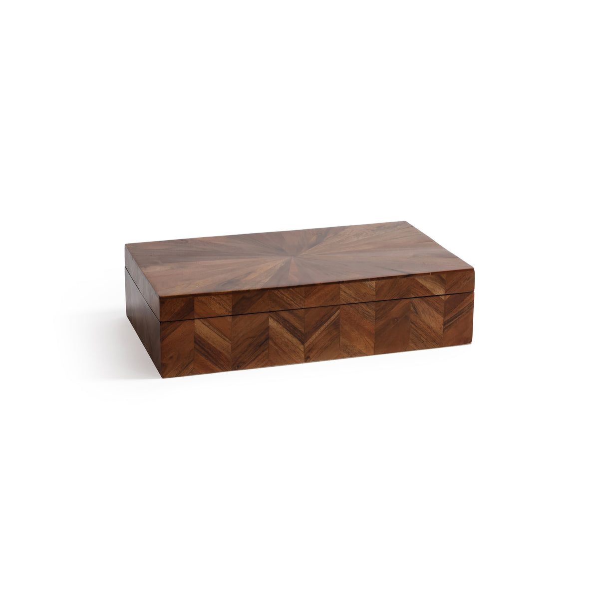 Zodax Chevron Acacia Wood Decorative Box, 14.5"x 8.5"x 3.5
