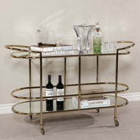 Zodax Console Bar Cart with Mirrored Shelves