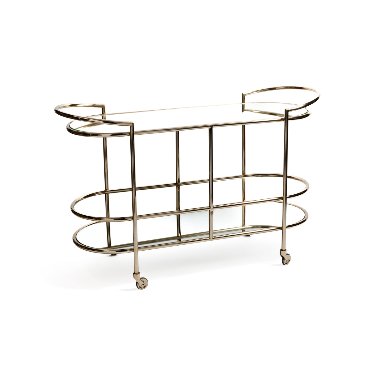 Zodax Console Bar Cart with Mirrored Shelves
