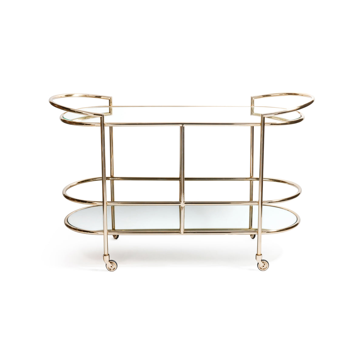 Zodax Console Bar Cart with Mirrored Shelves