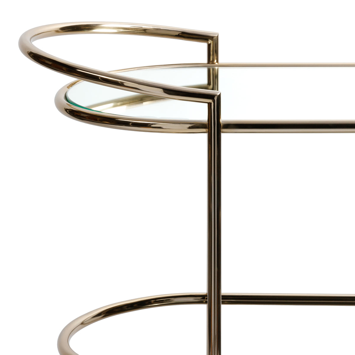 Zodax Console Bar Cart with Mirrored Shelves