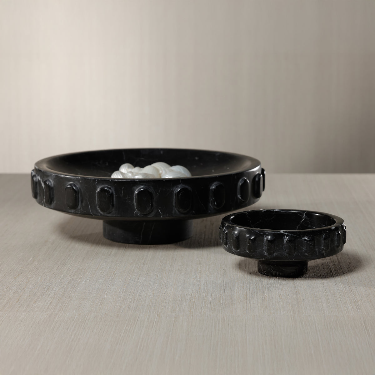 Zodax Marbella Black Marquina Marble Pedestal Decorative Bowl