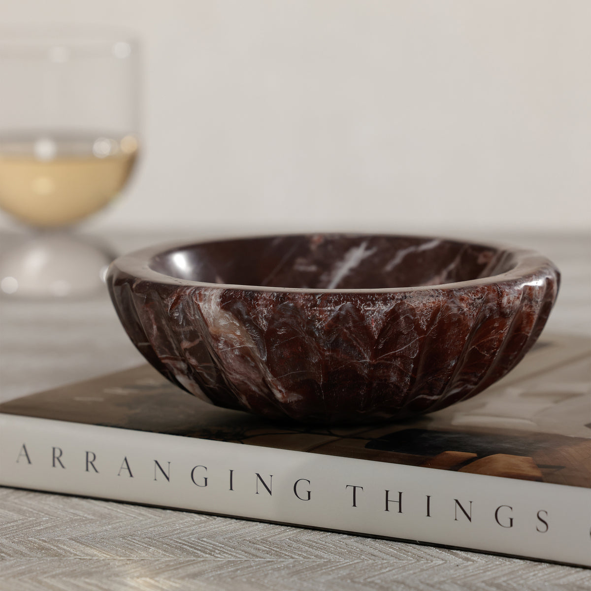 Zodax Selene Red Levanto Marble Decorative Bowl