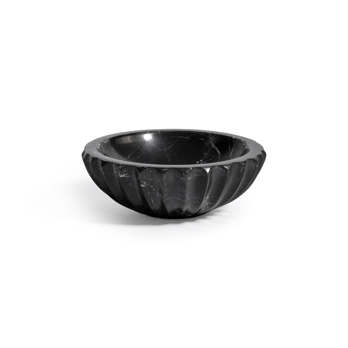 Black marble bowl on a white background