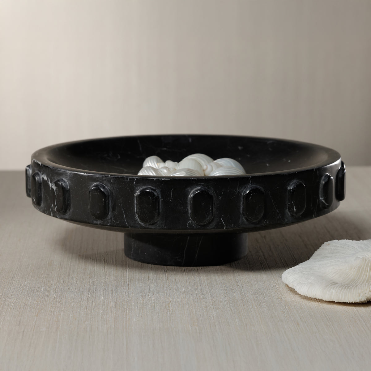 Zodax Shallow Marble Pedestal Decorative Bowl