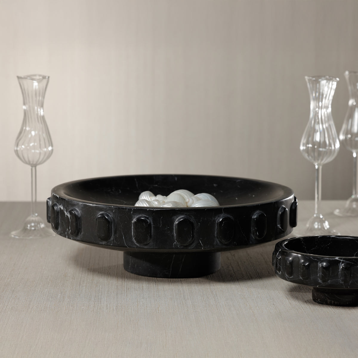 Zodax Shallow Marble Pedestal Decorative Bowl