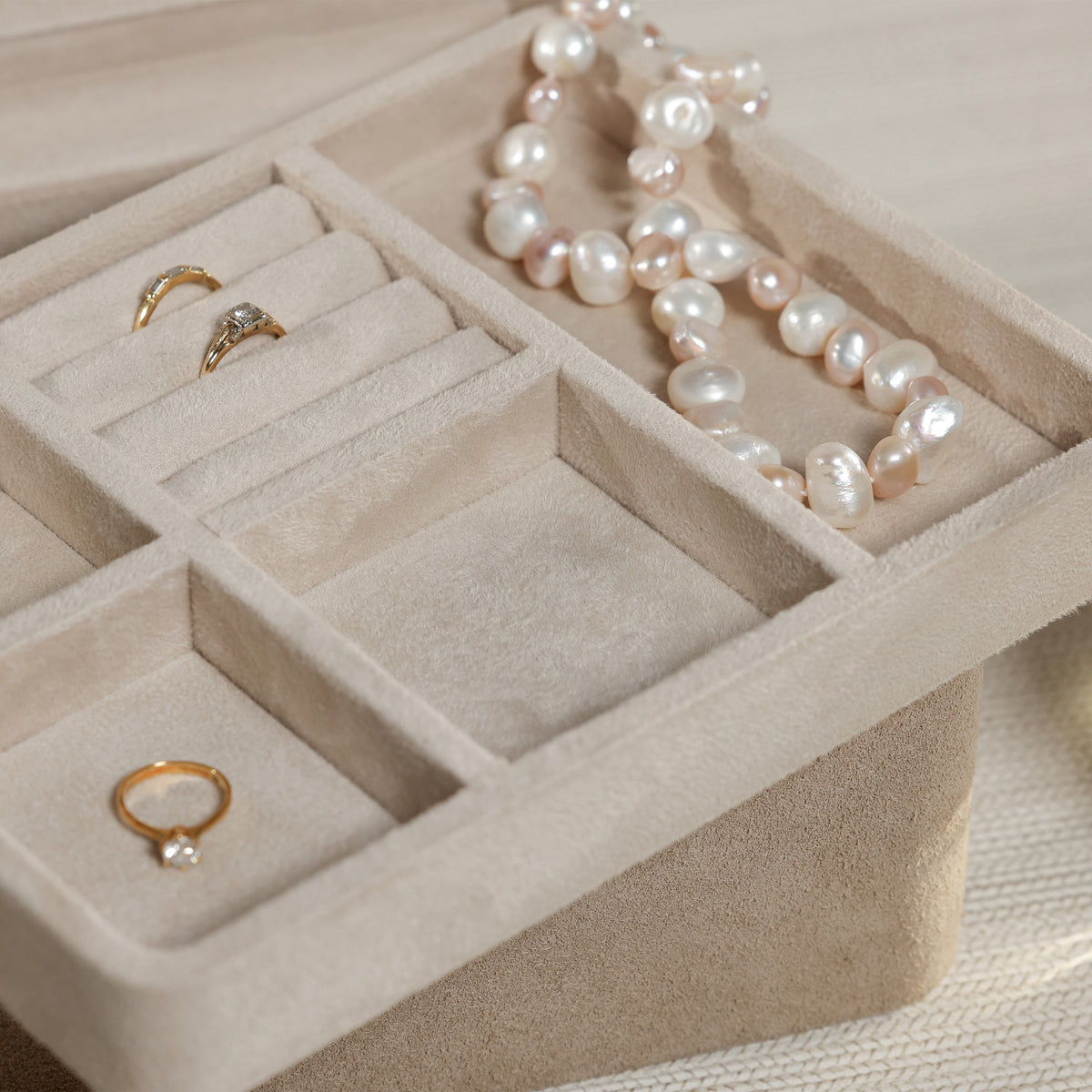 Zodax Linea Suede Jewelry Box with Removable Tray