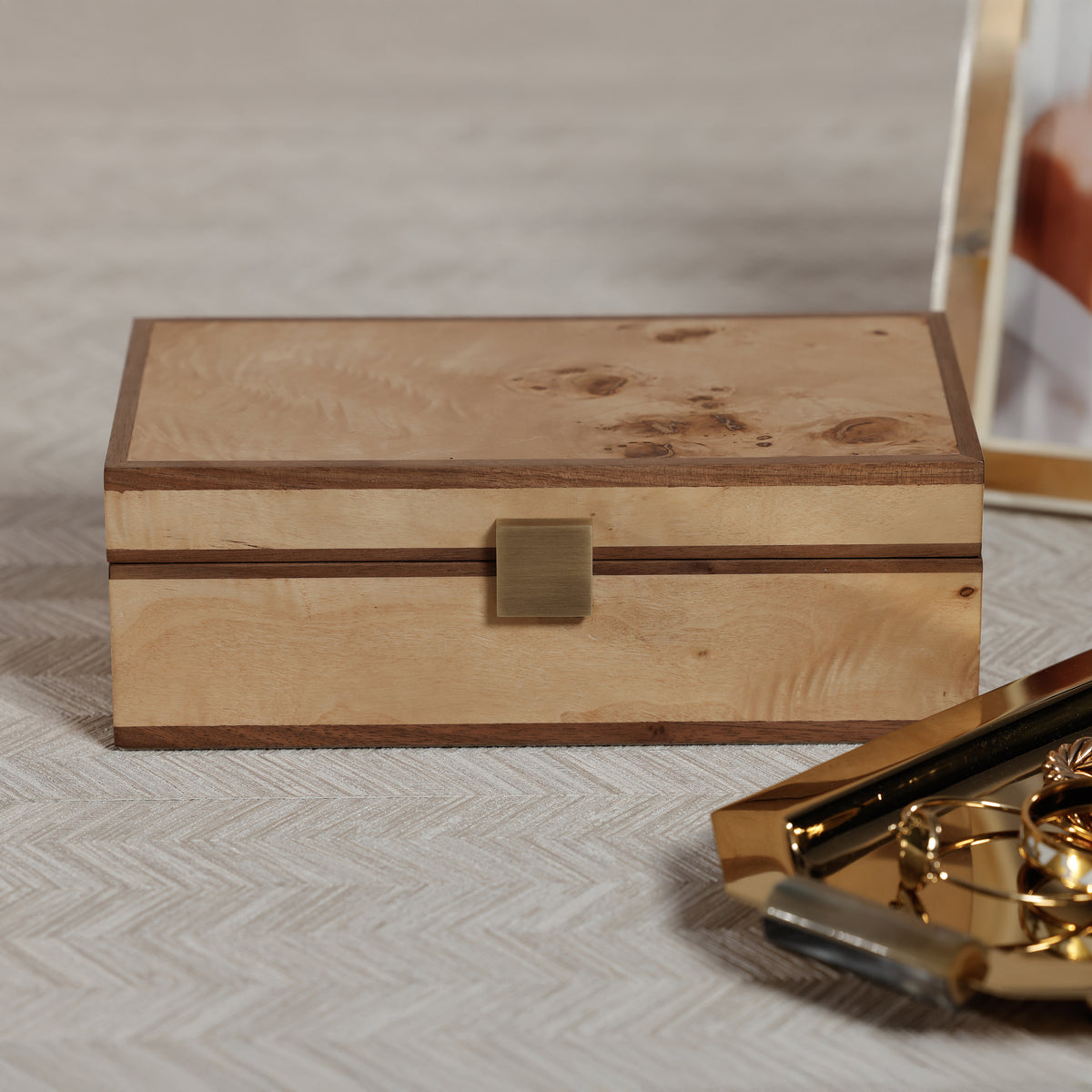 Zodax Linea Heritage Burl Veneer Jewelry Box