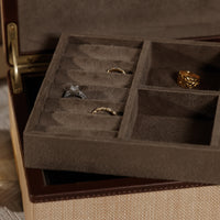 Zodax Linea Raffia Jewelry Box with Leather Trim