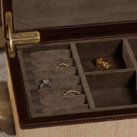 Zodax Linea Raffia Jewelry Box with Leather Trim