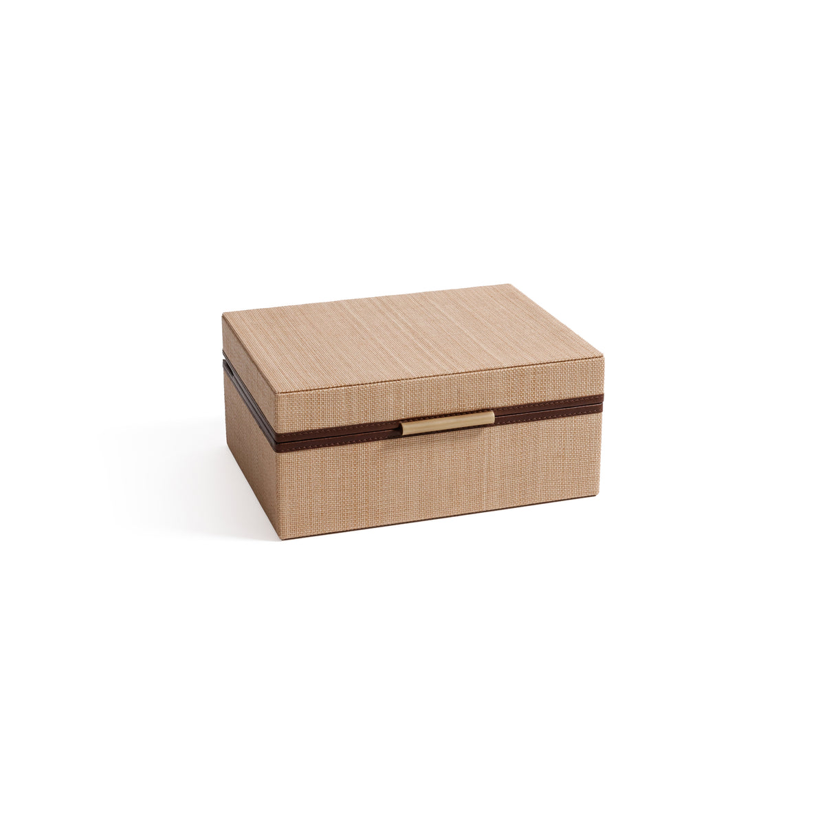 Zodax Linea Raffia Jewelry Box with Leather Trim