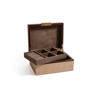 Zodax Linea Raffia Jewelry Box with Leather Trim