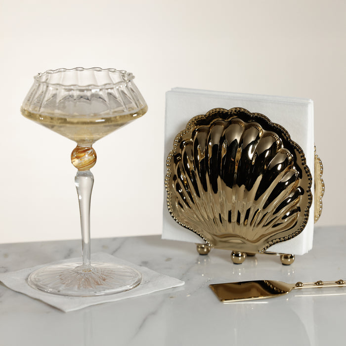 Zodax Cap Ferrat Fan Shell Napkin Holder - Gold