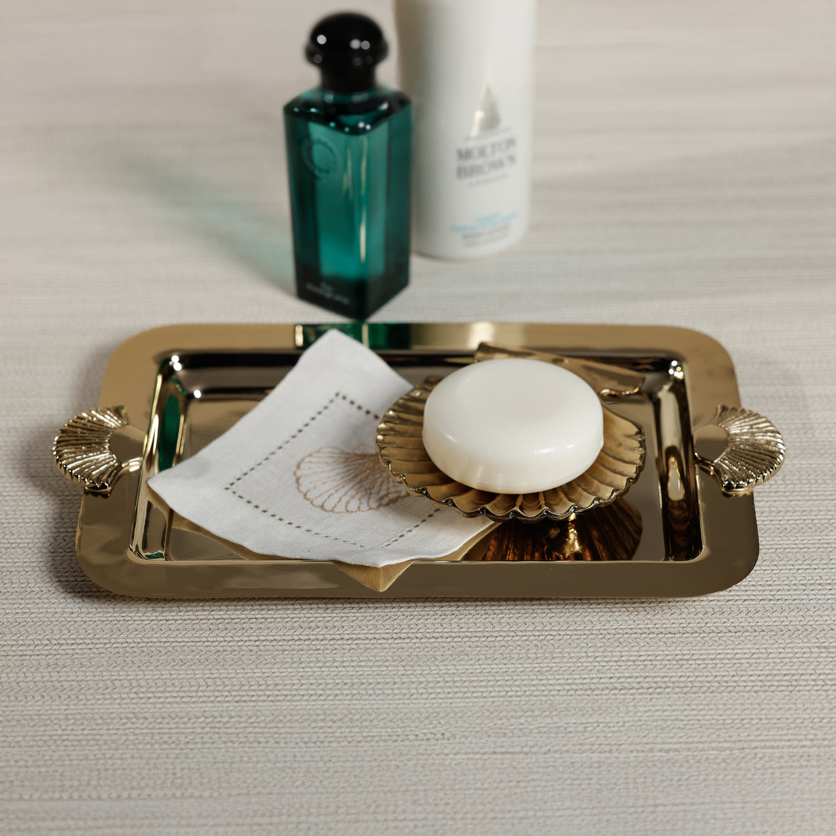 Zodax Cap Ferrat Fan Shell Serving Tray - Gold
