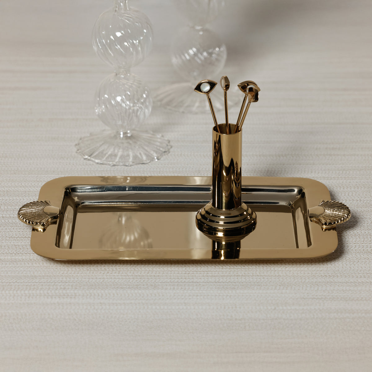 Zodax Cap Ferrat Fan Shell Serving Tray - Gold