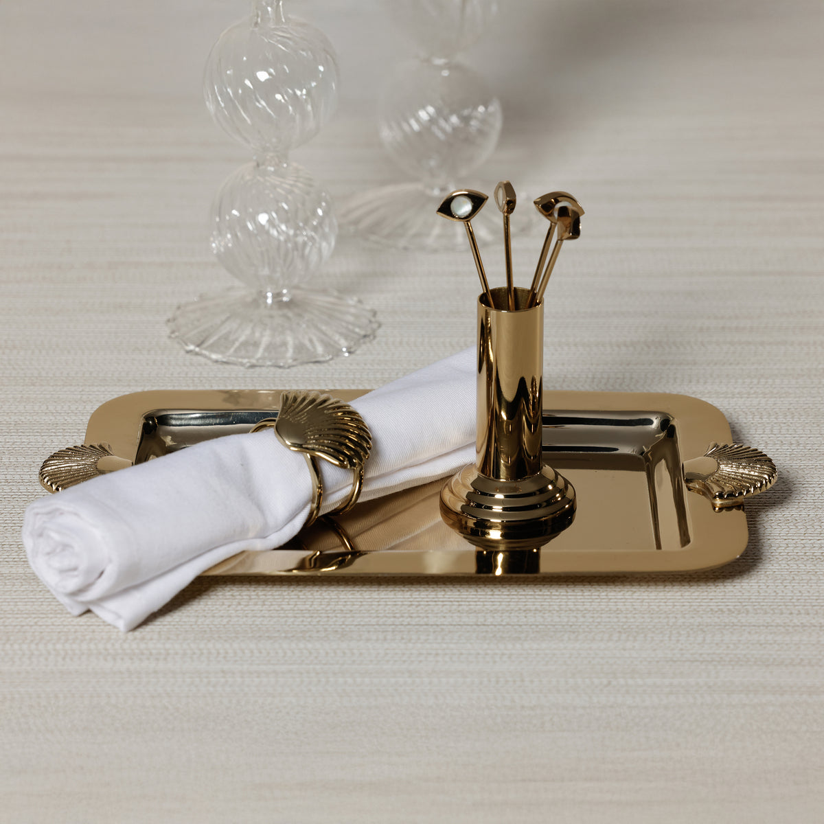 Zodax Cap Ferrat Fan Shell Serving Tray - Gold