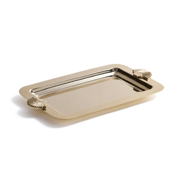 Zodax Cap Ferrat Fan Shell Serving Tray - Gold