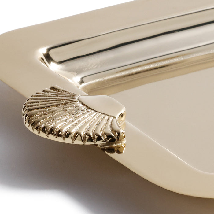 Zodax Cap Ferrat Fan Shell Serving Tray - Gold