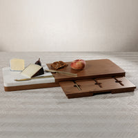 Zodax Marble & Mango Wood Charcuterie Board with Cheese Knife Set