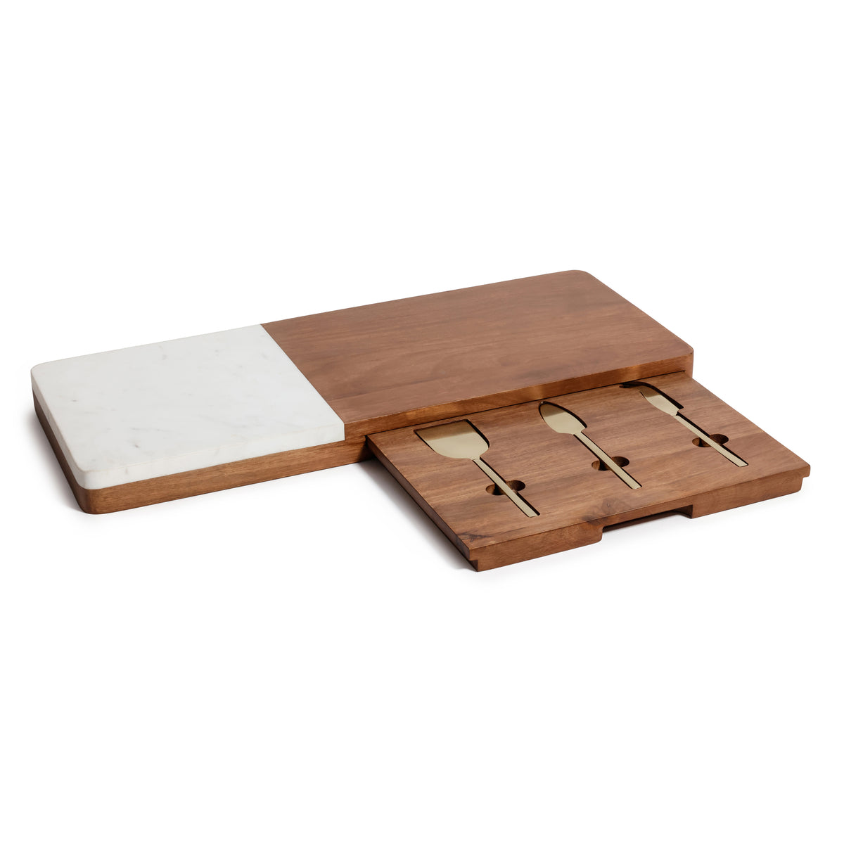 Zodax Marble & Mango Wood Charcuterie Board with Cheese Knife Set