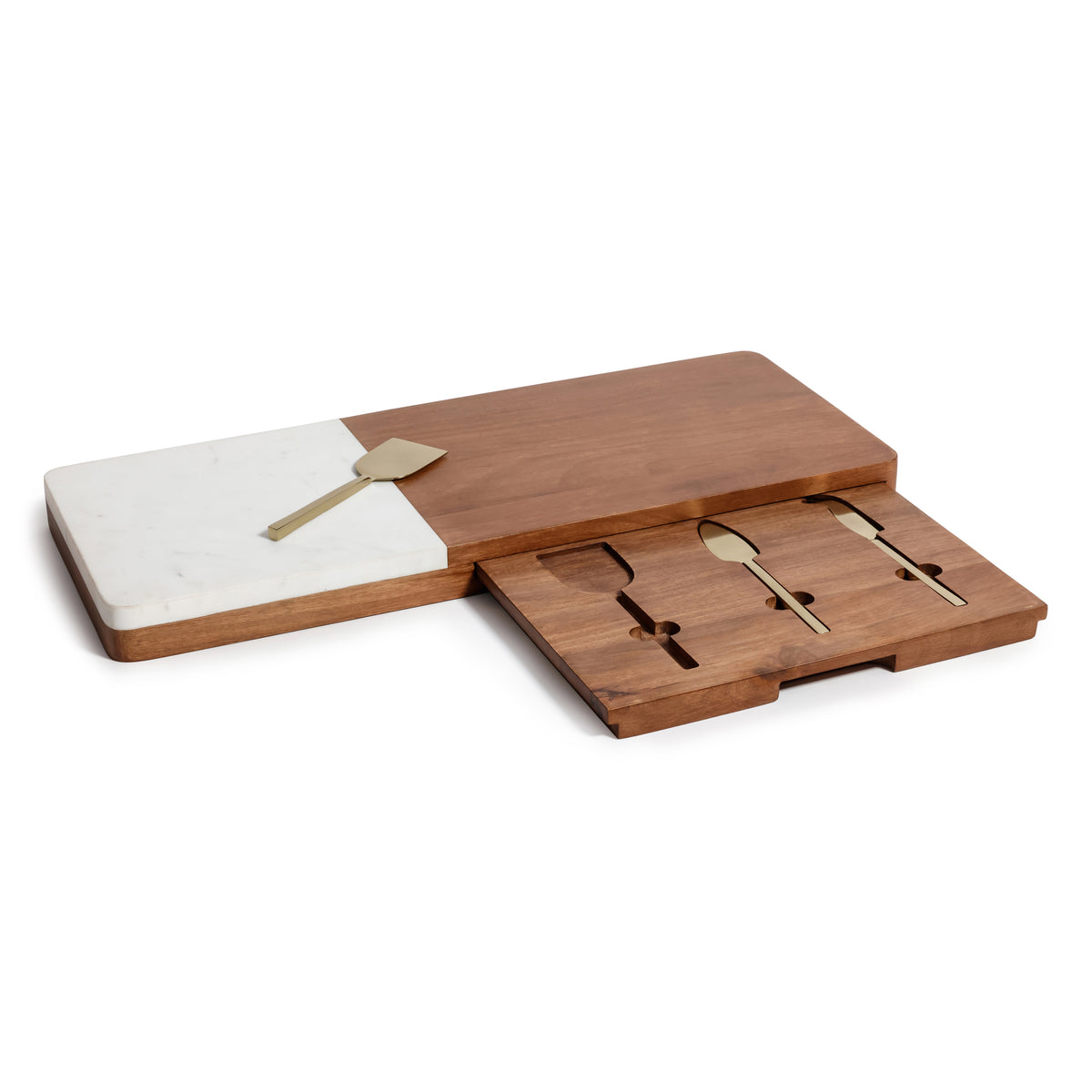 Zodax Marble & Mango Wood Charcuterie Board with Cheese Knife Set