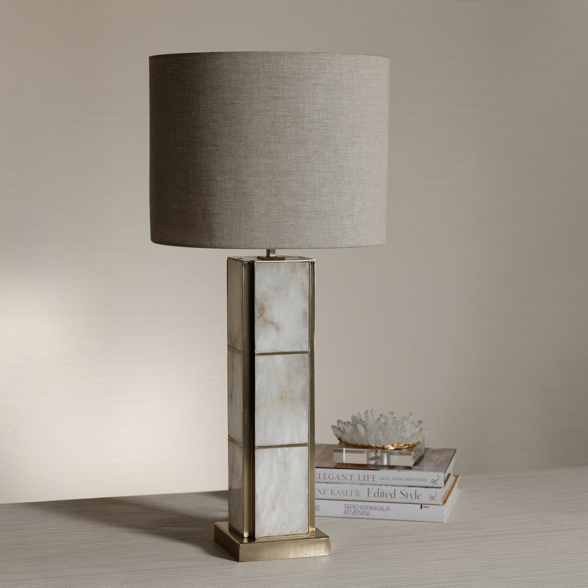 Zodax Golden Shore Alabaster Table Lamp with Shade