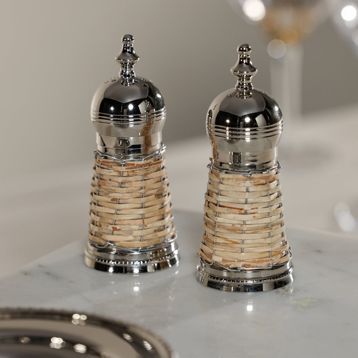 Zodax Cap Ferrat Rattan Salt and Pepper Shaker Set