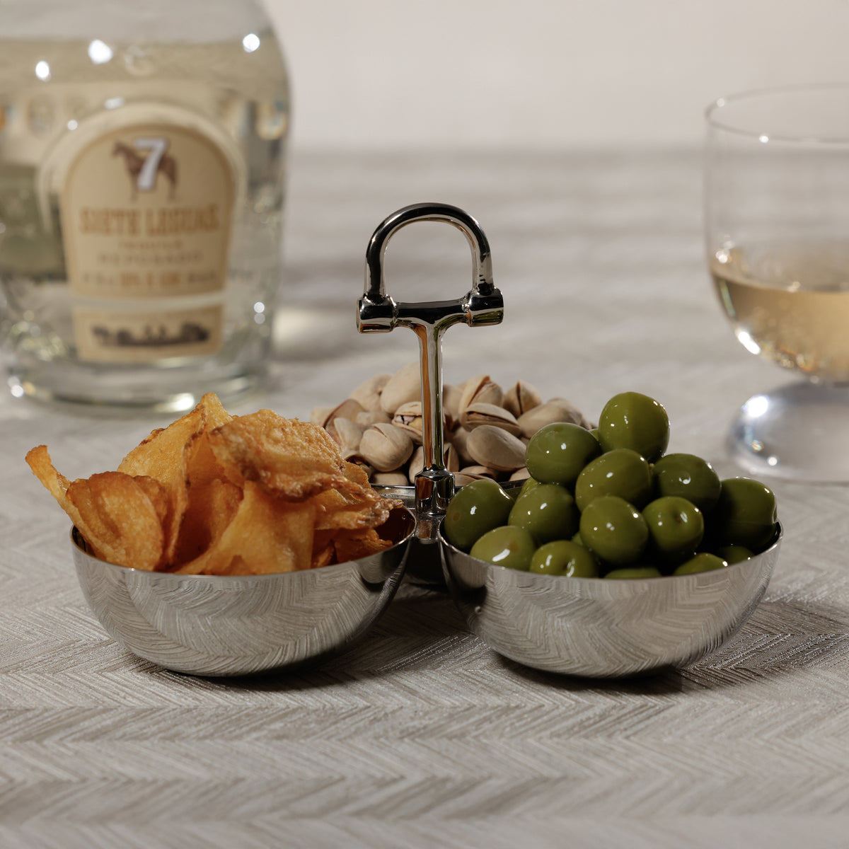 Zodax Equestrian Trio Condiment Serving Set - Nickel