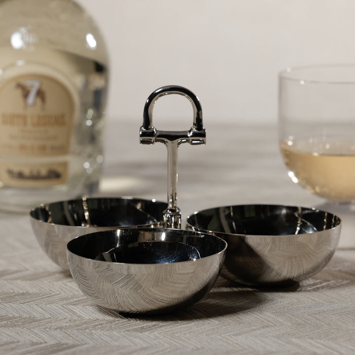 Zodax Equestrian Trio Condiment Serving Set - Nickel