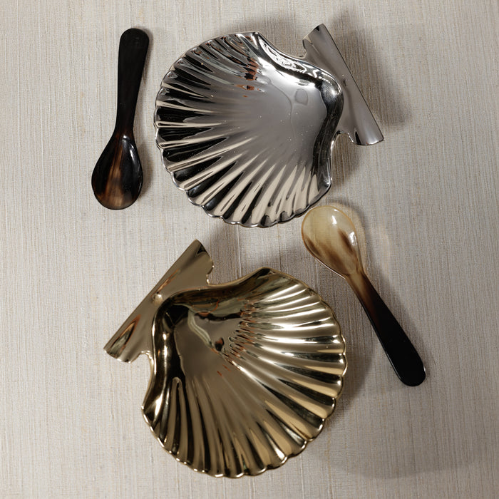 Zodax Sanibel Shell Trays, Set of 2 - Polished Nickel