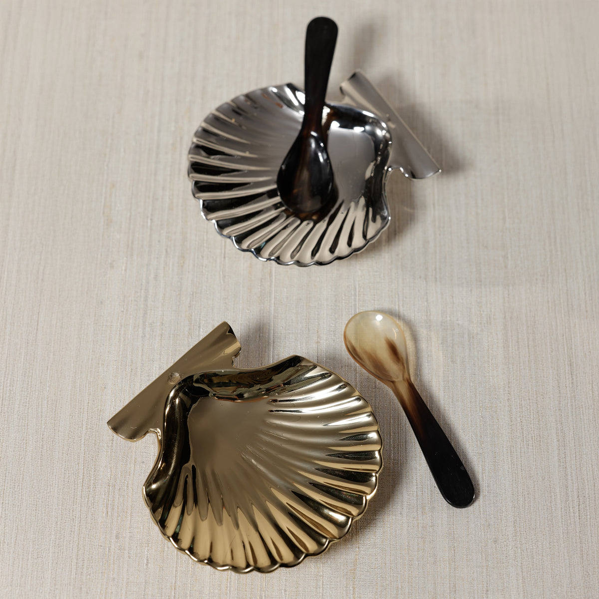 Zodax Sanibel Shell Trays, Set of 2 - Polished Nickel