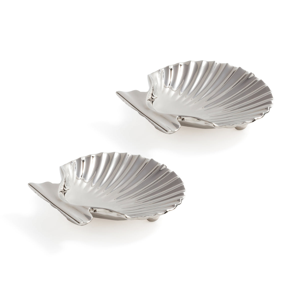 Zodax Sanibel Shell Trays, Set of 2 - Polished Nickel