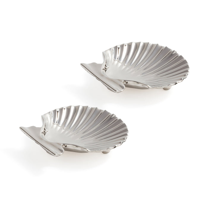 Zodax Sanibel Shell Trays, Set of 2 - Polished Nickel