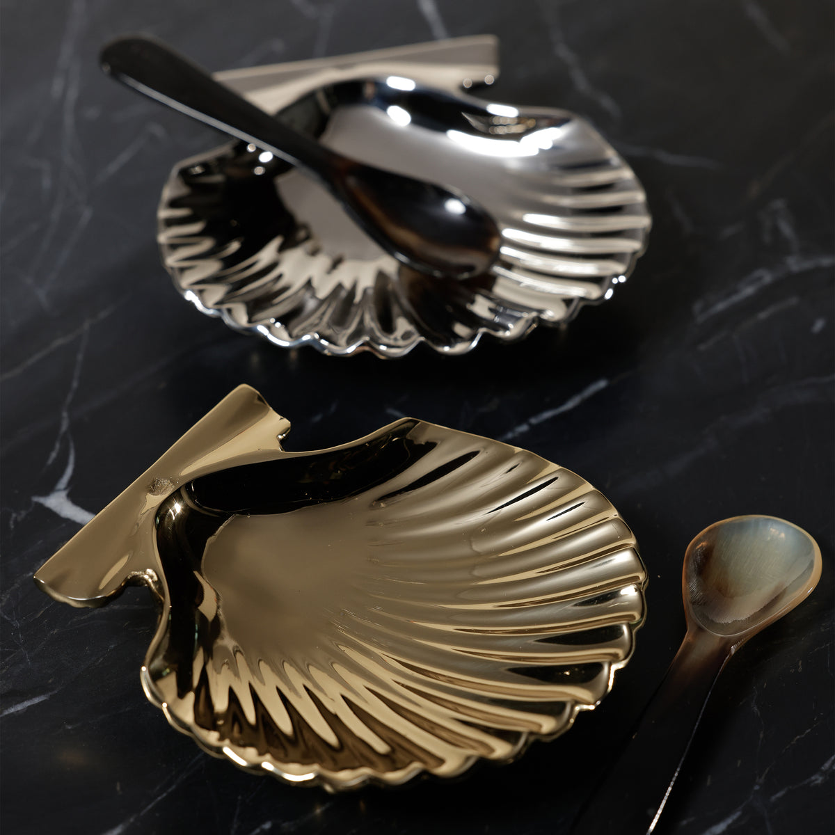 Zodax Sanibel Shell Trays, Set of 2 - Polished Gold