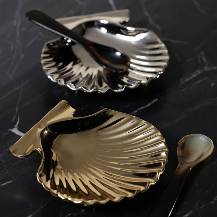 Zodax Sanibel Shell Trays, Set of 2 - Polished Gold