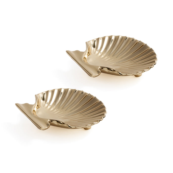 Zodax Sanibel Shell Trays, Set of 2 - Polished Gold