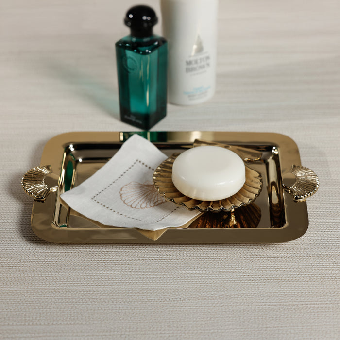 Zodax Sanibel Shell Trays, Set of 2 - Textured Gold